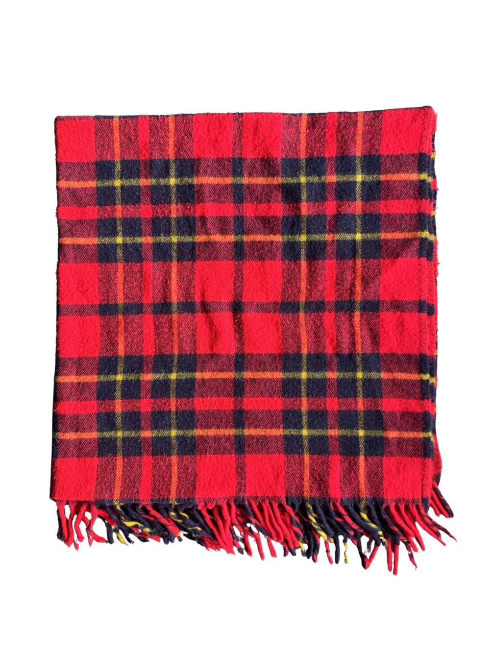 Vintage Faribault Faribo Woolen Mill Red Tartan Plaid Wool Blanket Throw 55”X62” - Picture 3 of 6